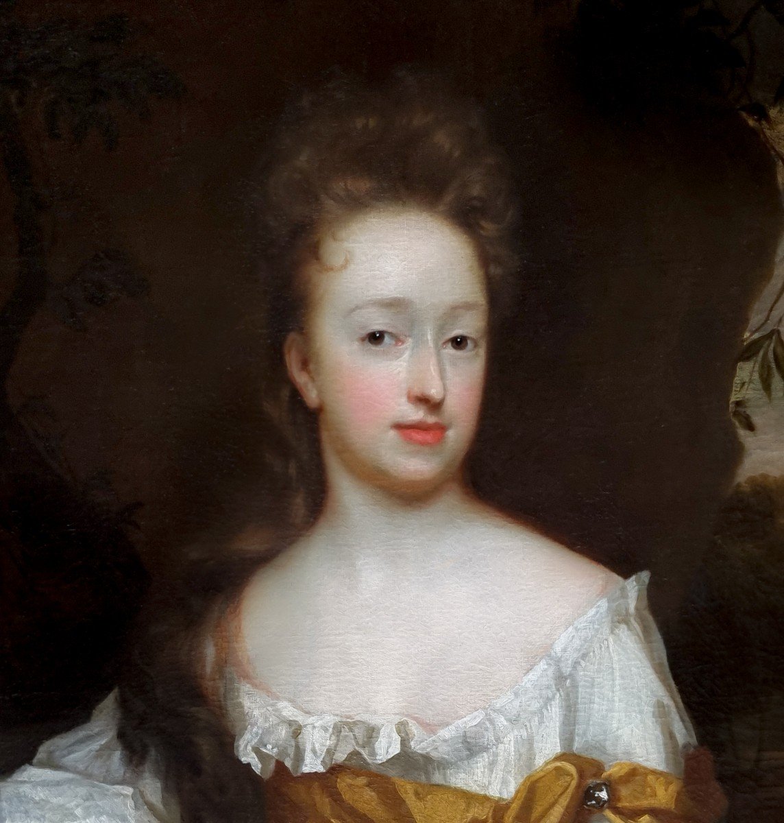 Portrait d'Une Dame Dans Un Bois Tenant Une Coquille Vers 1690 ; Peinture à l'Huile Sur Toile-photo-4