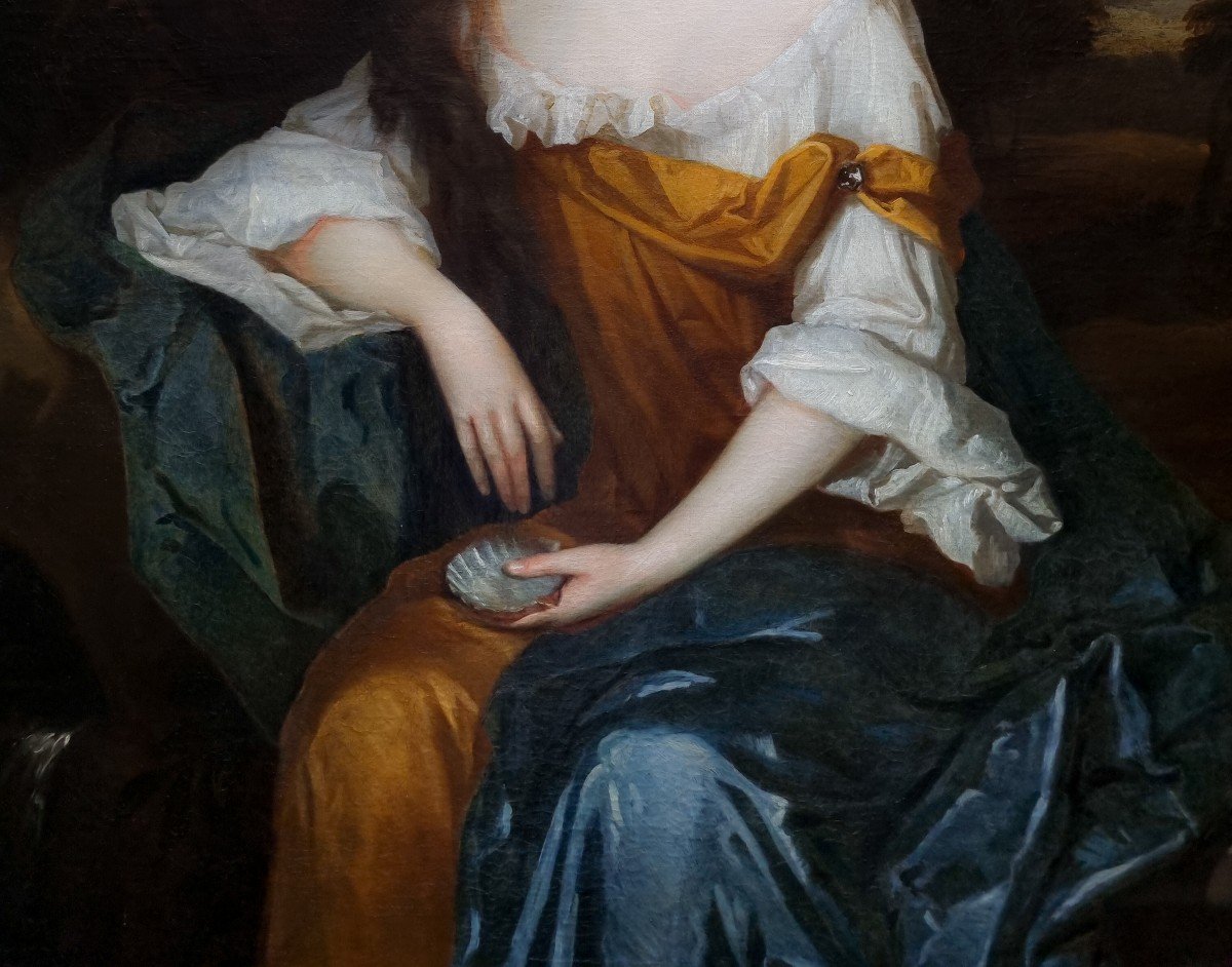 Portrait d'Une Dame Dans Un Bois Tenant Une Coquille Vers 1690 ; Peinture à l'Huile Sur Toile-photo-1