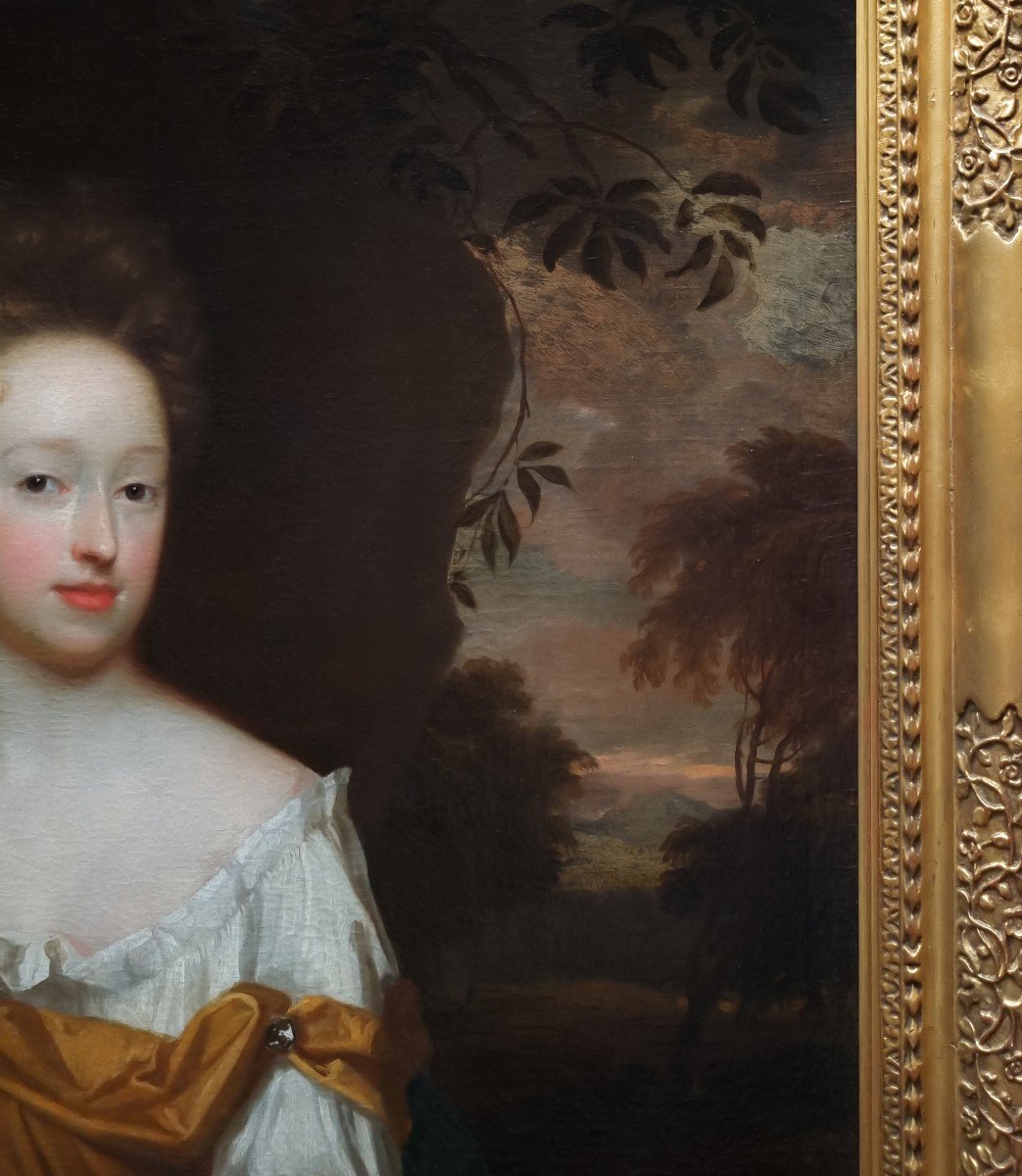 Portrait d'Une Dame Dans Un Bois Tenant Une Coquille Vers 1690 ; Peinture à l'Huile Sur Toile-photo-2