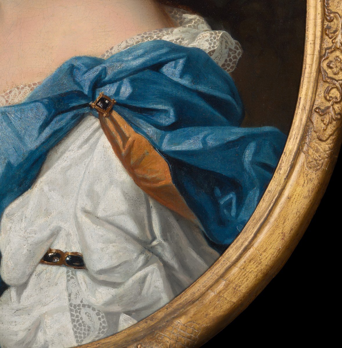 Portrait d'Une Dame En Habit De Soie Blanc, Bleu Et Marron, Vers 1695, Huile Sur Toile-photo-1