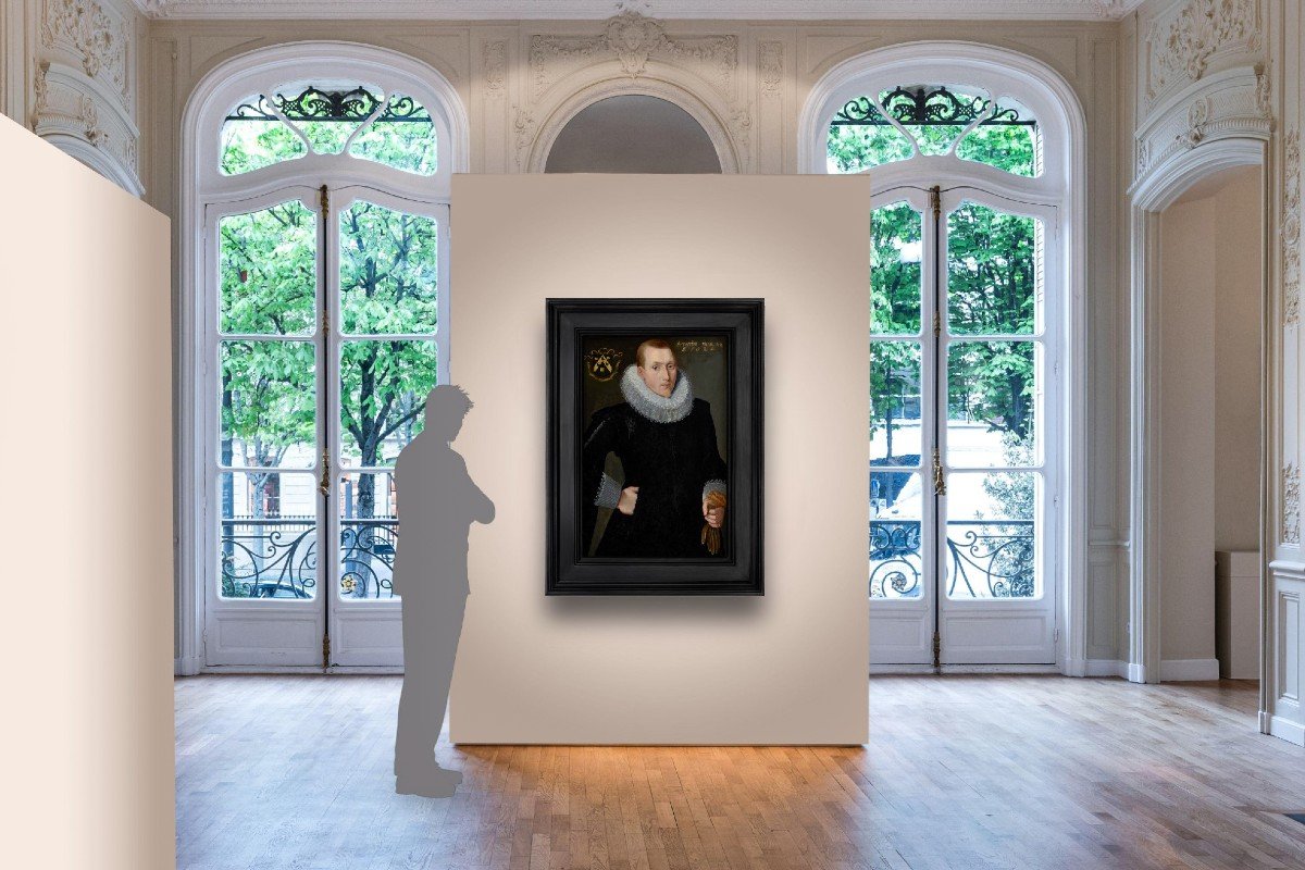 Portrait d'Un Gentilhomme En Pourpoint Noir Et Col Blanc, Inscrit En 1624, Huile Sur Panneau-photo-2