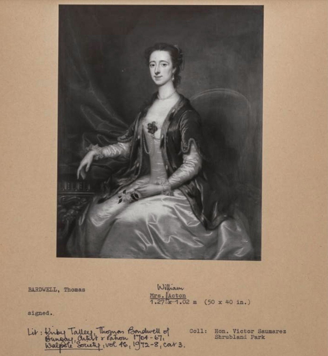 Portrait Of A Lady, Mrs Acton In White Dress & Fur-trimmed Cape C.1740 Signed Thomas Bardwell-photo-8