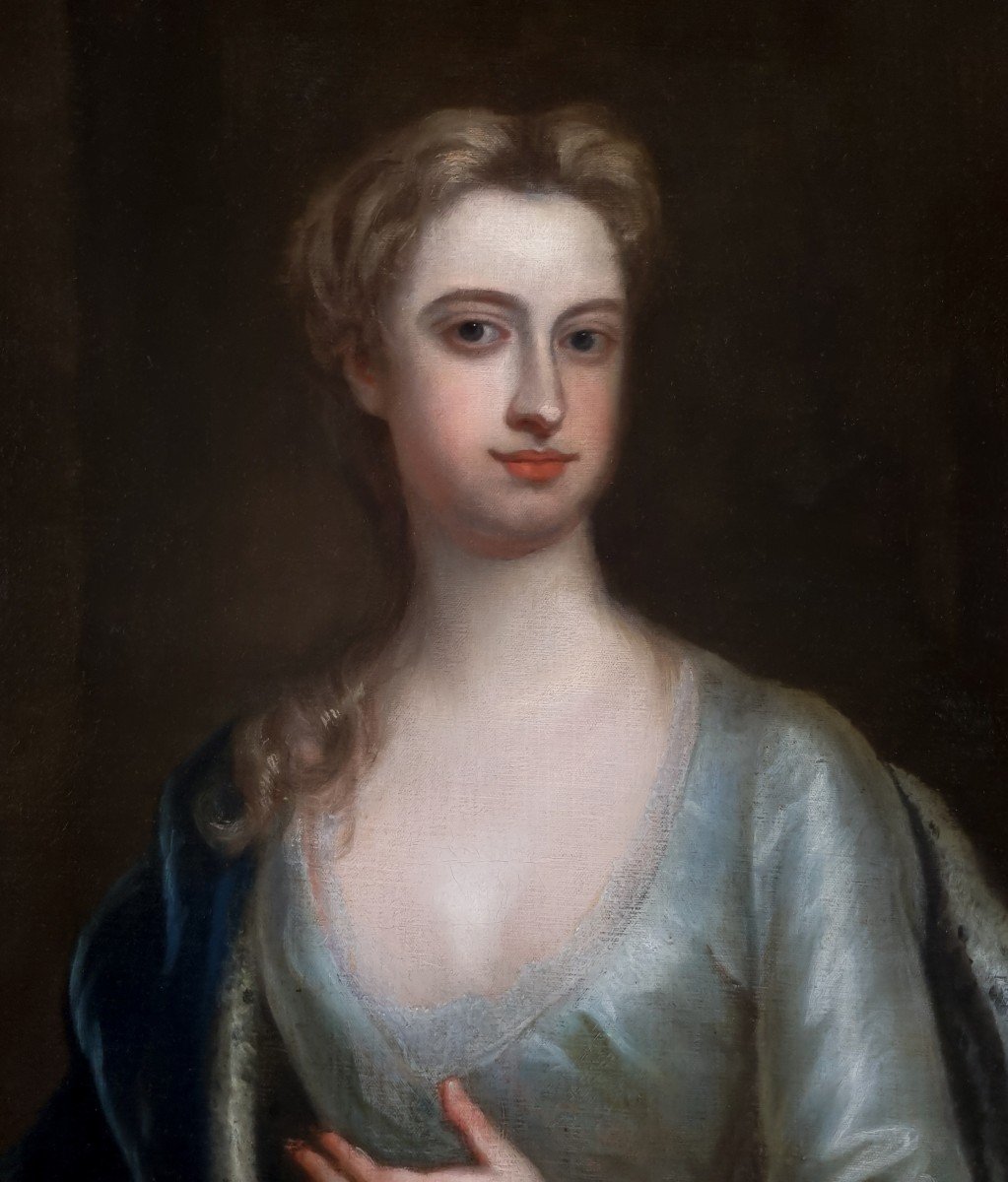 Portrait De Frances, Vicomtesse Scudamore, En Robe Argentée Et Manteau Bleu, Vers 1709-1719-photo-2