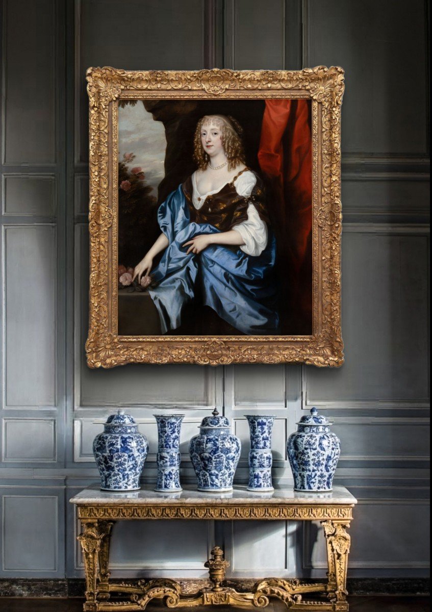 Portrait De Catherine Murray à Côté d'Un Socle Avec Des Roses, XVIIe Siècle ; Anthony Van Dyck-photo-2