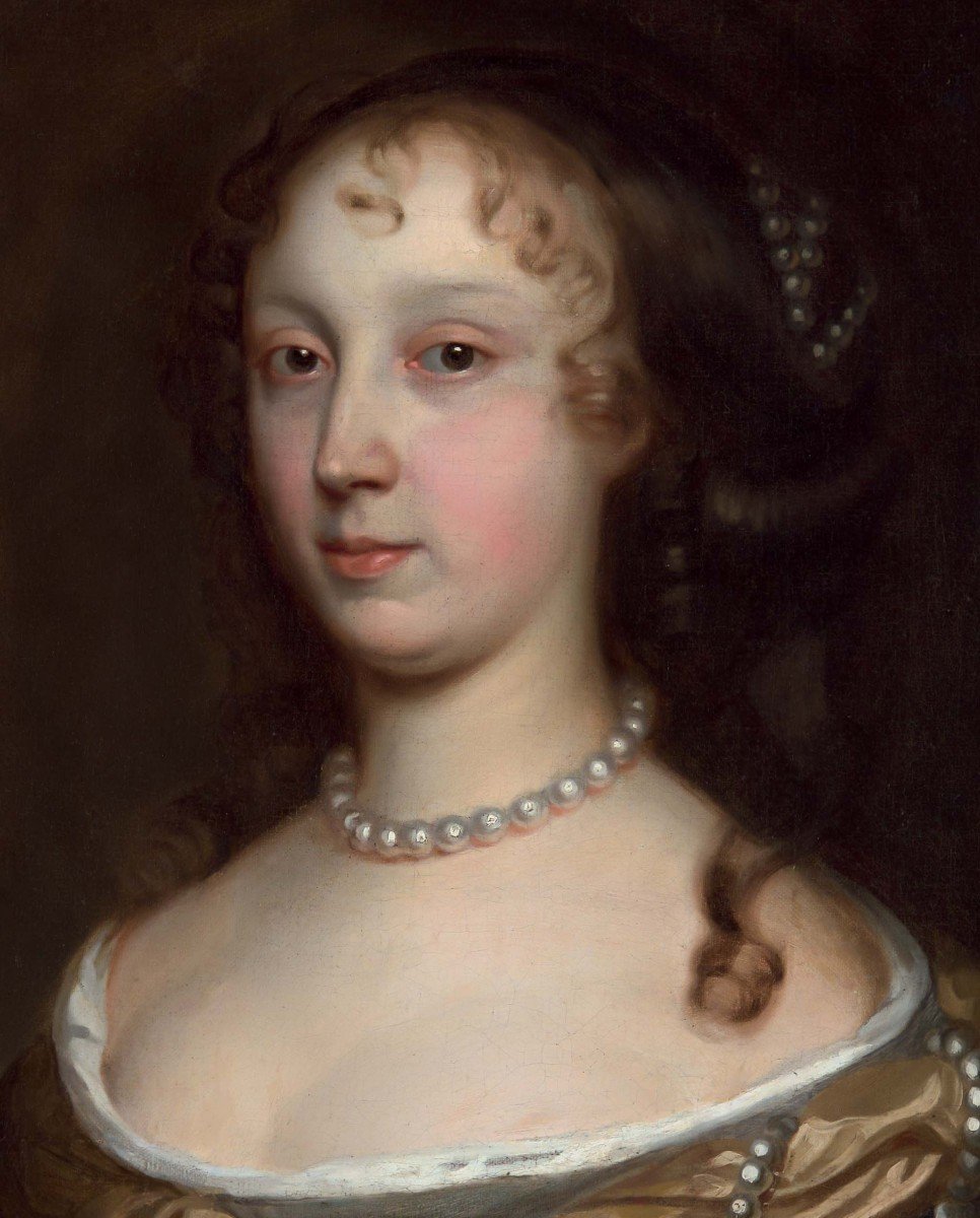 Portrait Of A Lady In A Green Dress Pearls C.1660; Studio Of John Michael Wright, Painting-photo-4