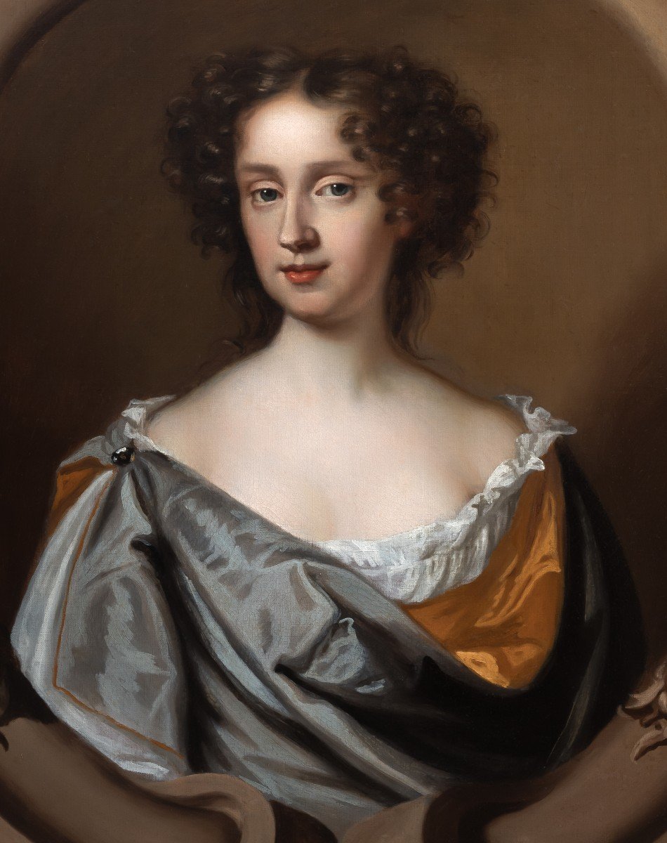 Portrait Of A Lady In A Red Silk Dress Circa 1675; By Mary Beale, Oil Painting-photo-1