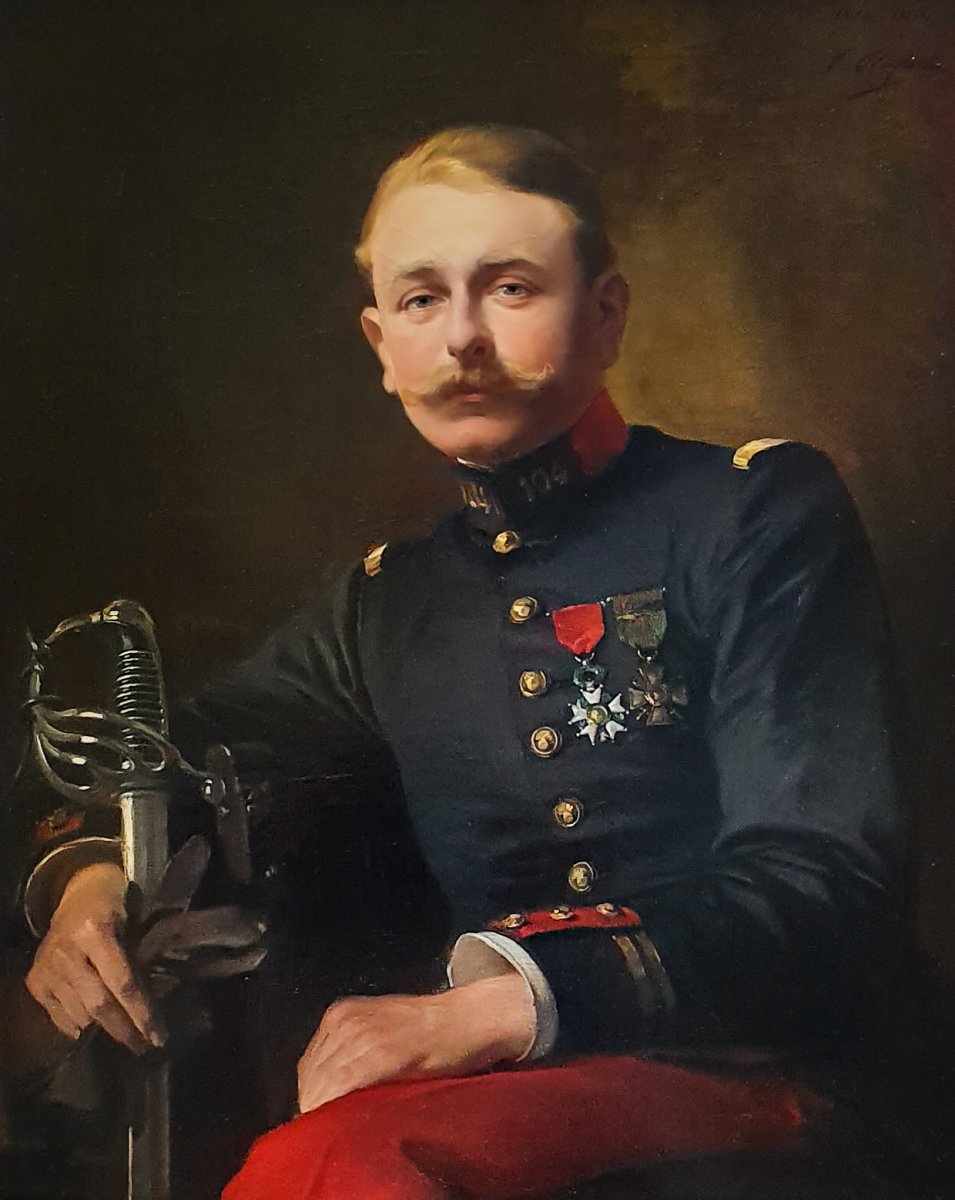 Portrait d'Un Officier Français Vers 1916, Signé Et Daté-photo-3