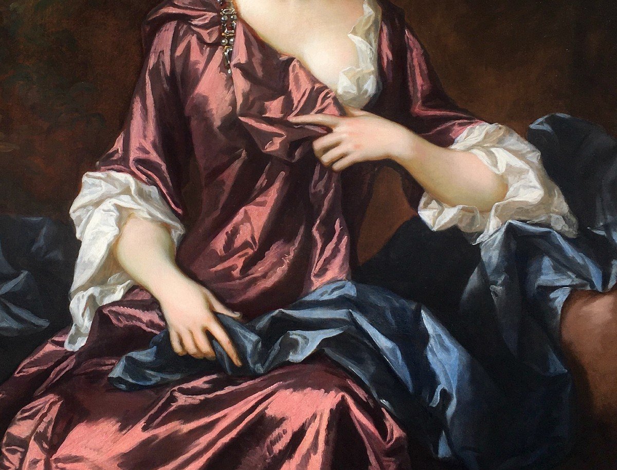 Portrait Of A Lady 1690-1700; By John Closterman (1660-1711), Antique Oil Painting-photo-3