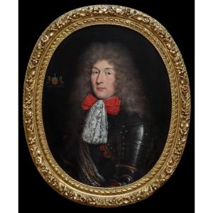 Portrait Of A Gentleman In A Lace Cravat & Armour,1680’s; Circle Of Pierre Mignard (1612-1695)