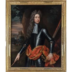 Portrait d'Un Gentleman, Le Colonel Richard Lister En Armure Et Tenant Un Bâton Vers 1690