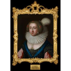 Portrait Of Elizabeth, Queen Of Bohemia & Electress Palatine, Oil On Canvas, Fine Gilded Frame