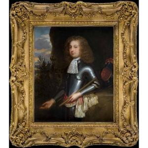 Vers 1676 Portrait d'Un Gentilhomme En Armure, Richard Knight, Huile Sur Toile, Cadre Exquis