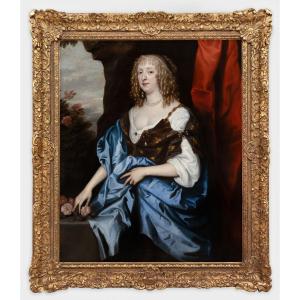 Portrait De Catherine Murray à Côté d'Un Socle Avec Des Roses, XVIIe Siècle ; Anthony Van Dyck