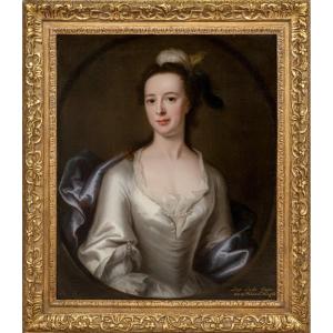 Portrait De Lucy Gage, Signé Et Daté 1748 Par John Theodore Heins, Peinture à l'Huile, Hengrave