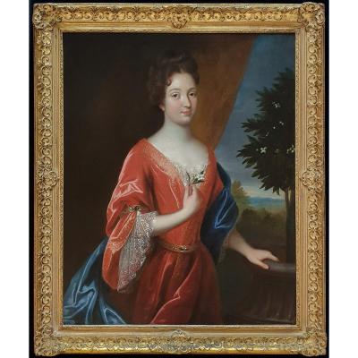 Portrait d'Une Dame Tenant Une Fleur d'Oranger Vers 1695, Grande échelle