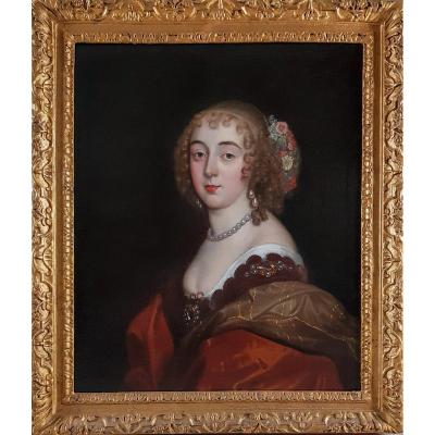 17th Century Portrait Of The Countess Of Sunderland; Fine 17th Century Frame
