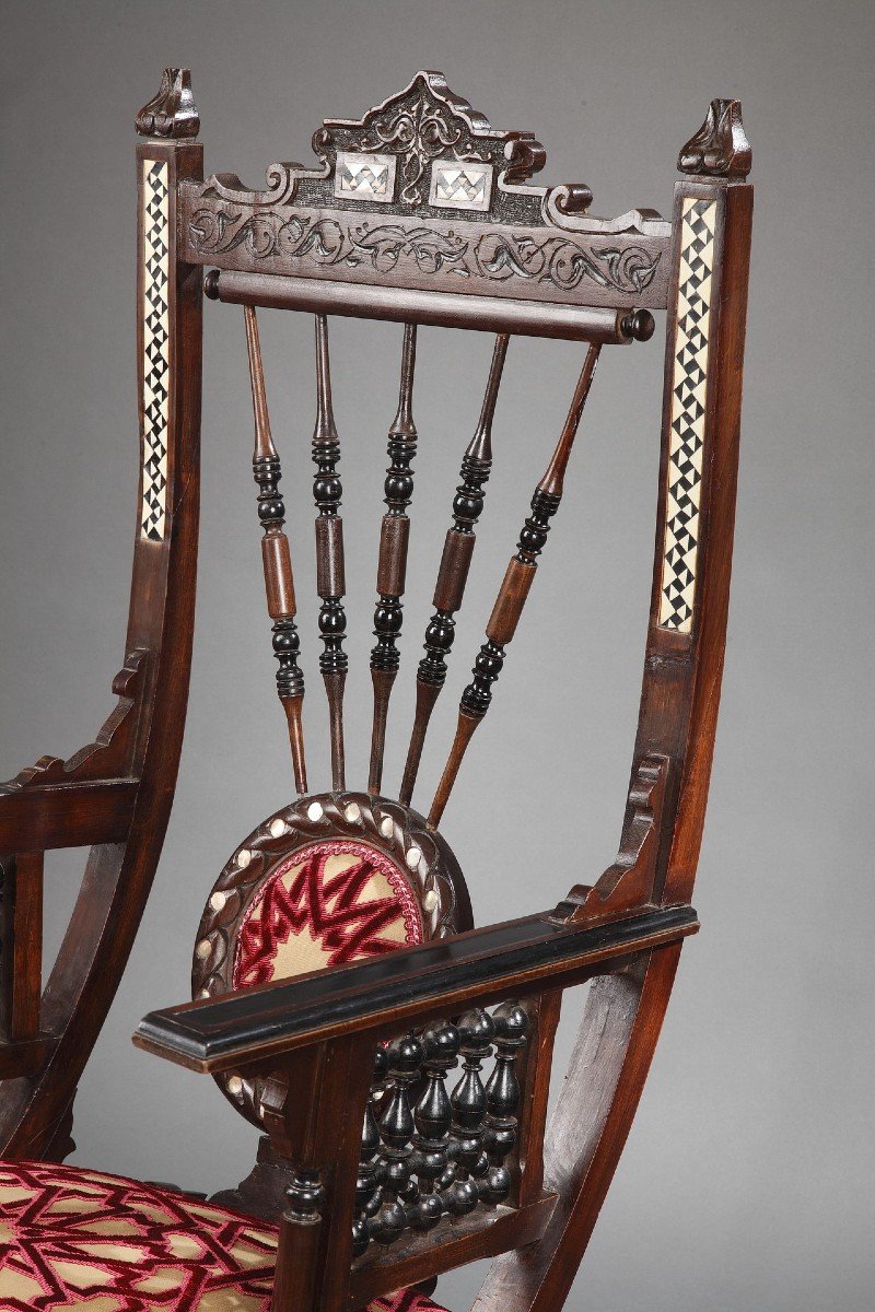 Orientalist Armchair Att. To G. Parvis, Italy, Circa 1880-photo-1