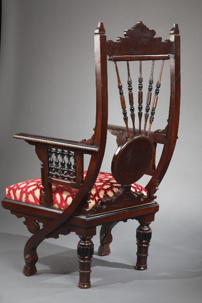 Orientalist Armchair Att. To G. Parvis, Italy, Circa 1880-photo-4