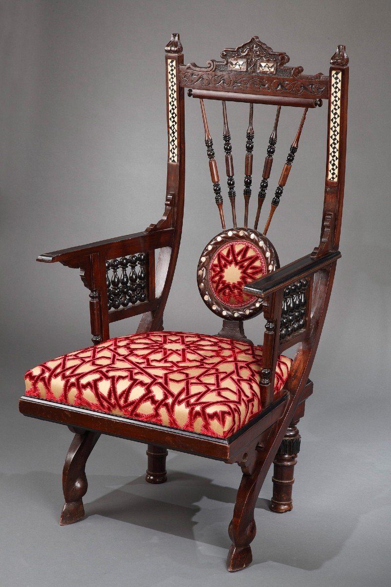 Orientalist Armchair Att. To G. Parvis, Italy, Circa 1880