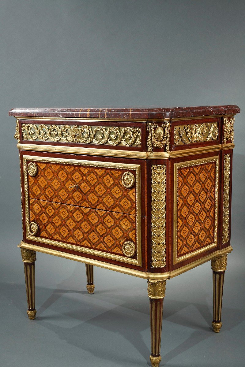 Pair Of Louis XVI Style Commodes Attributed To Krieger, France, Circa 1880-photo-5