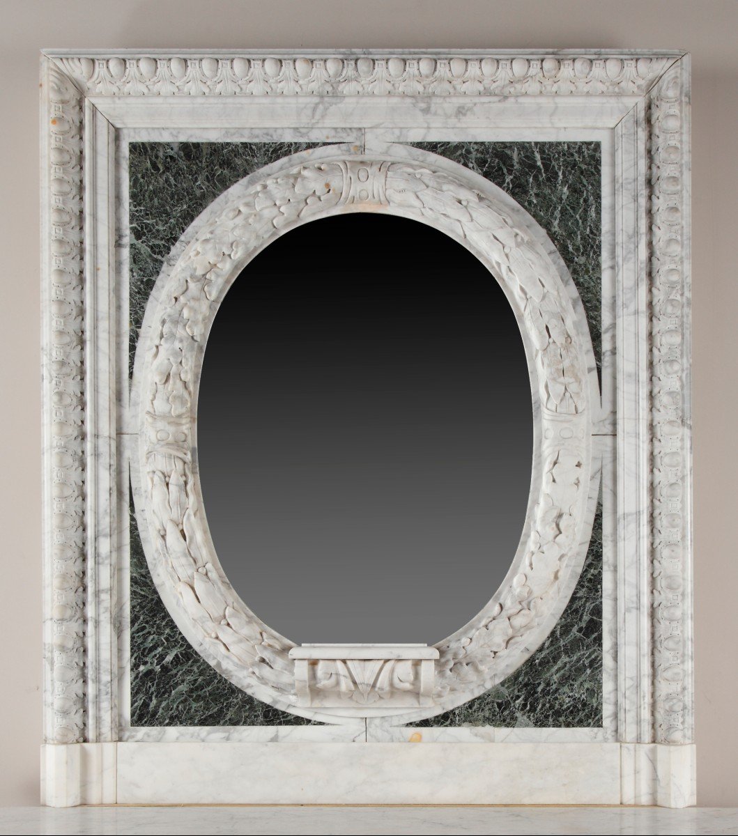 Important Marble Chimneypiece And Overmantel, France, Circa 1880-photo-2