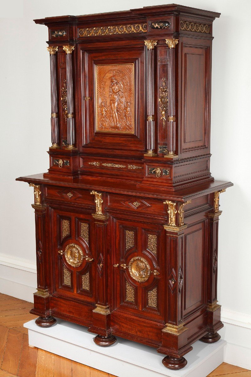 Cabinet néo-Renaissance par P. Sormani et E. Lièvre, France, Circa 1870-photo-2