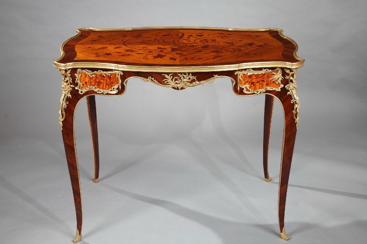 Table de Salon d'inspiration Louis XV attribuée à J-E Zwiener, France, Circa 1880-photo-3