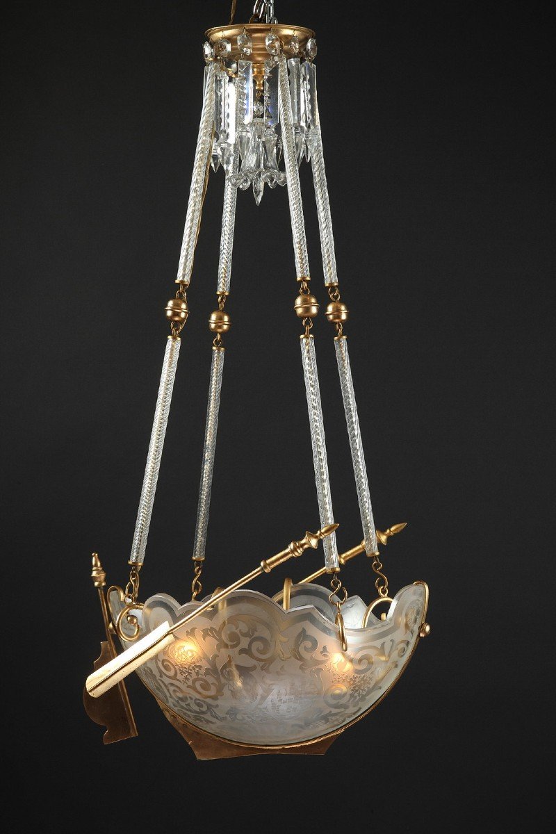 Crystal Chandelier "la Nef" Attributed To Baccarat, France, Circa 1870