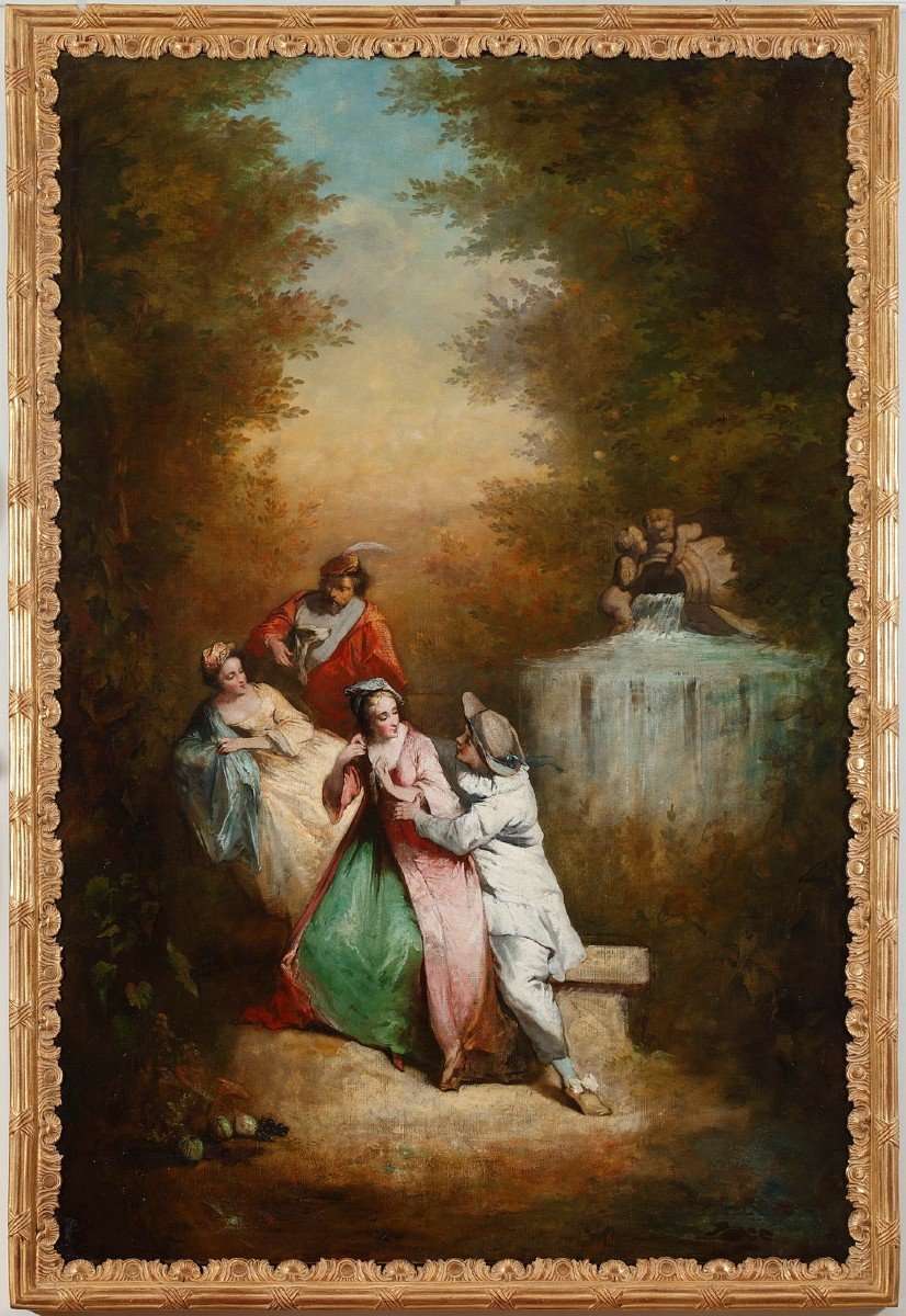 Paire de Tableaux “L'Amour Courtois” et “L’Amour Volage”, Ecole Française, Fin XIXe Siècle-photo-4