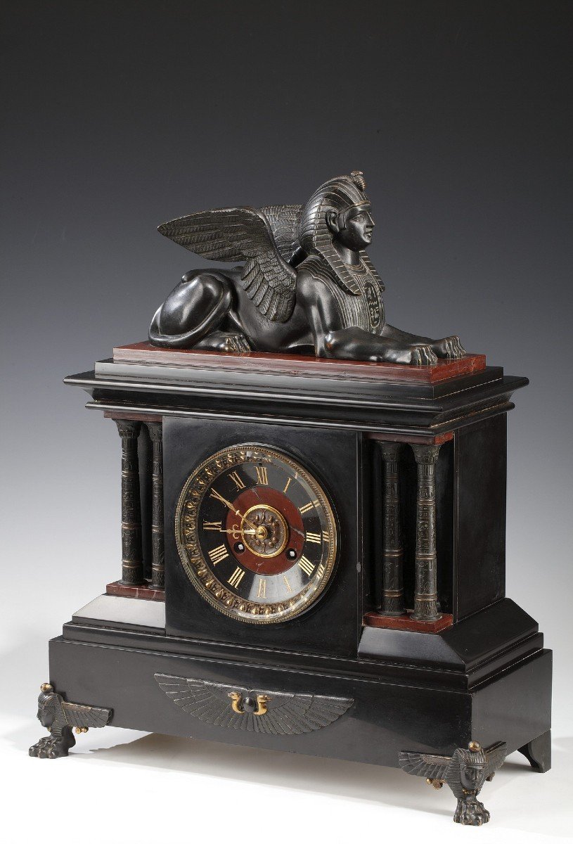 Neo-egyptian Clock Attributed To G. Servant, France, Circa 1870-photo-2