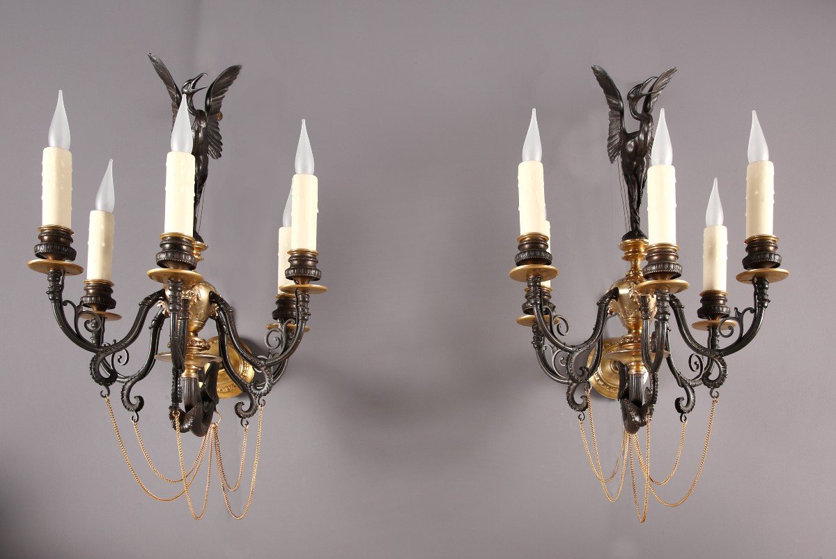 Pair Of Neo-greek Wall-lights, Attributed To F. Barbedienne, France, Circa 1880