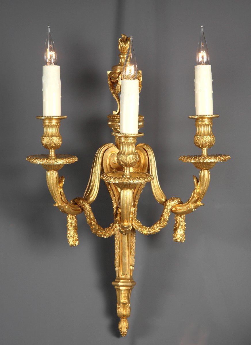 Fine Pair Of Wall-lights With An “antique Brasero”, France, Circa 1880-photo-4