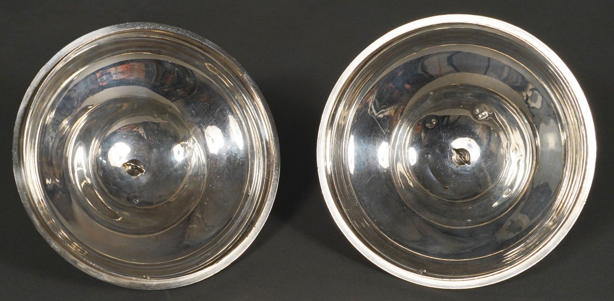 Pair Of Silver Plates Domes Cover, France, Circa 1870-photo-3