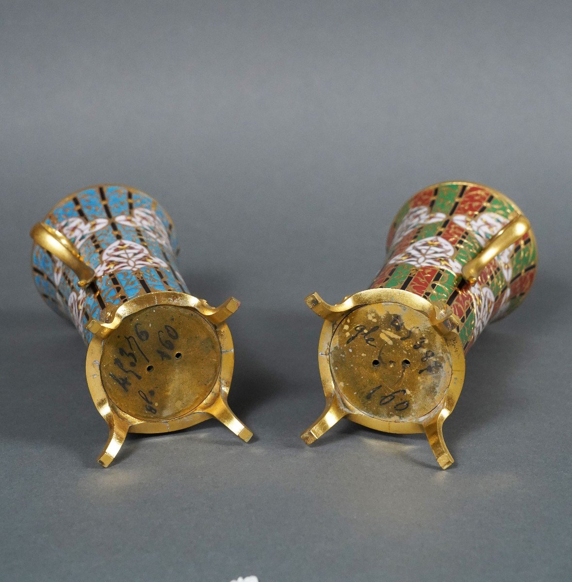 Paire De Vases Cornets à Décor Byzantin, L.C. Sevin & F. Barbedienne, France, Circa 1880-photo-4