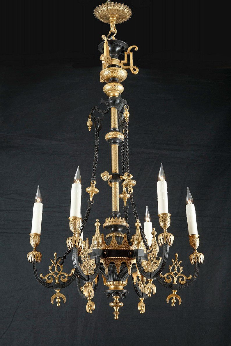 Lustre De Style Ottoman, Attribué à F.barbedienne, France, Circa 1870