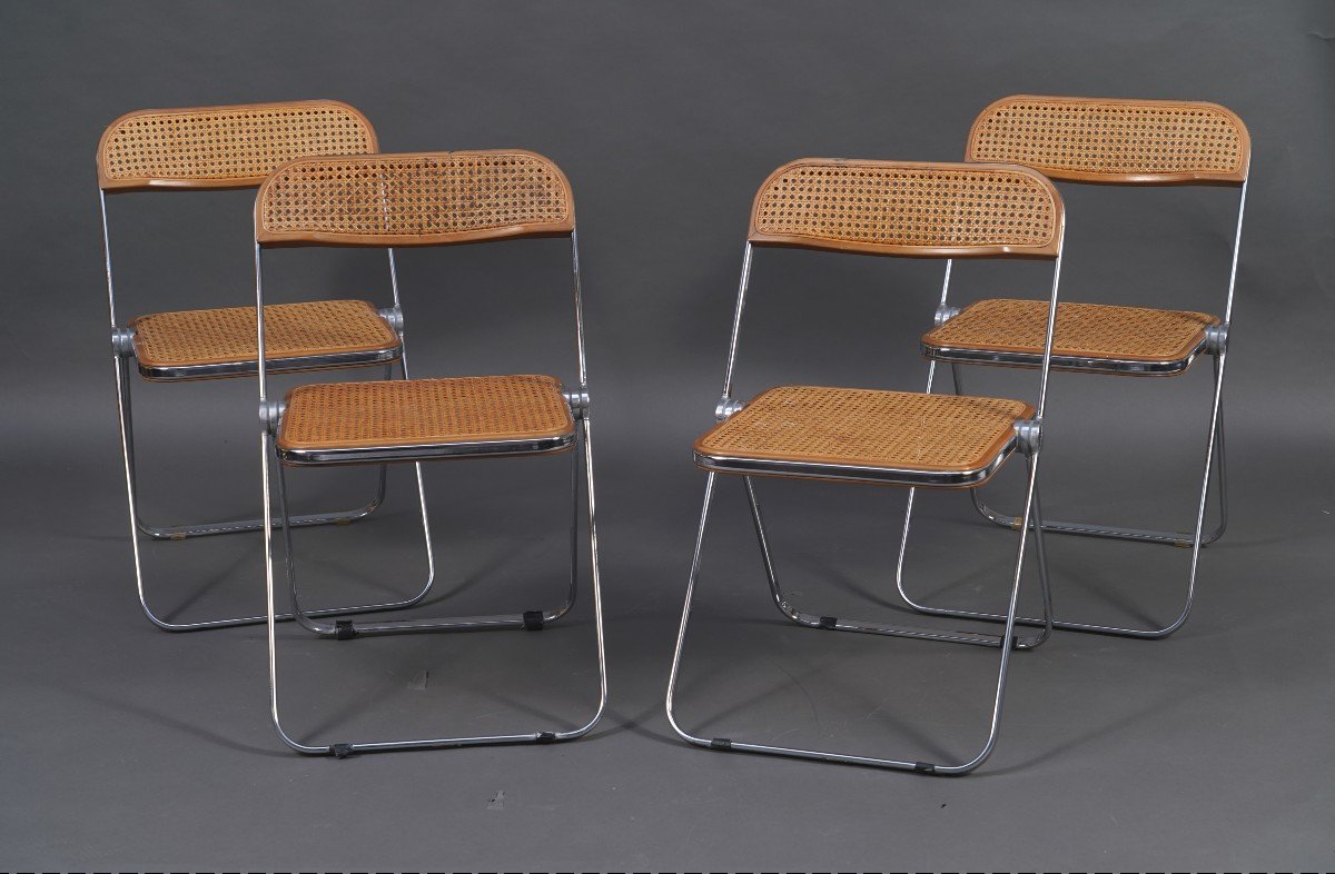 Suite Of Four “plia” Folding Chairs, Castelli/giancarlo Piretti, Italy, Circa 1960