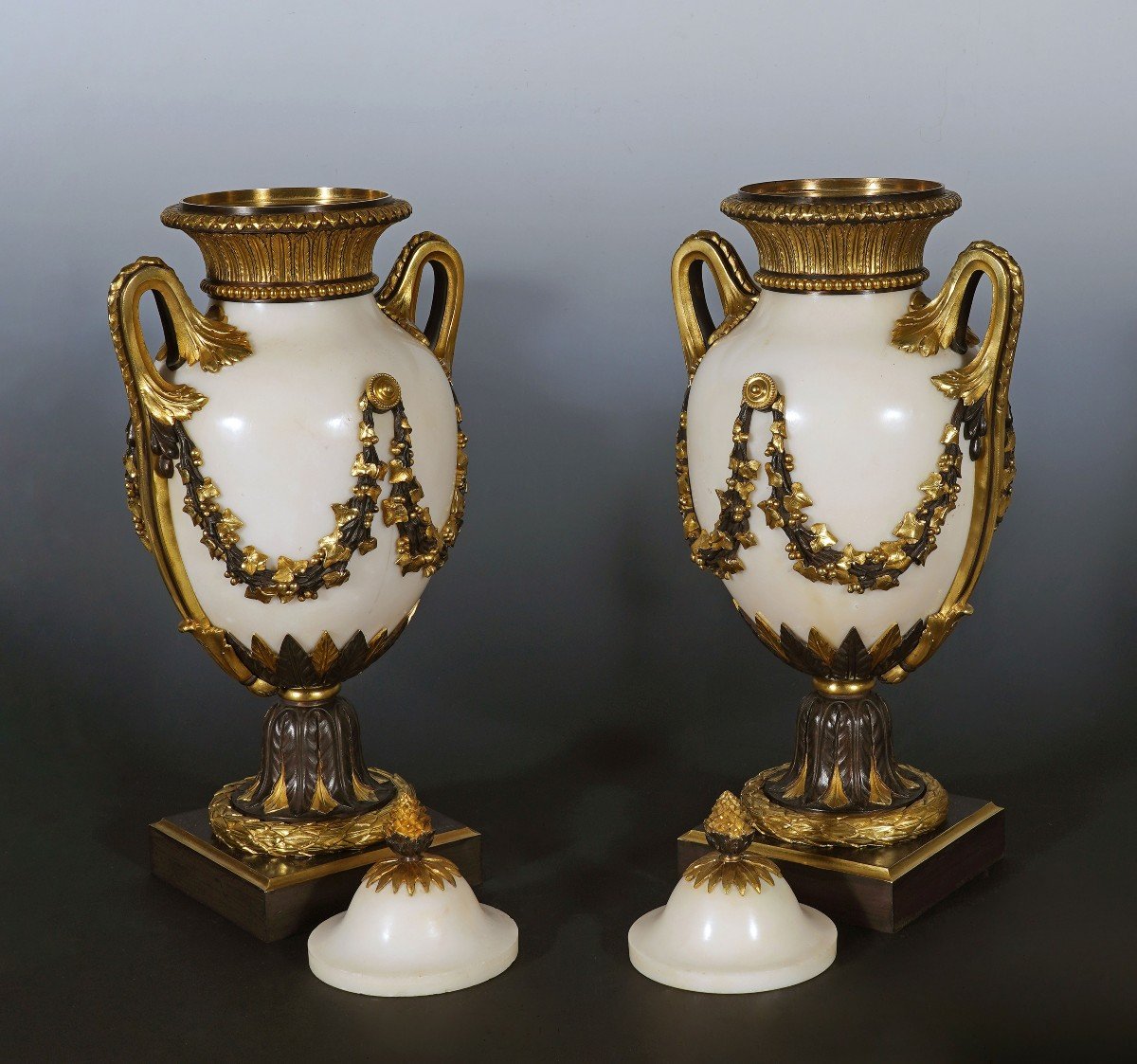 Pair Of Louis XVI-inspired Cassolettes, Attr. To H.vian, France, Circa 1890-photo-3