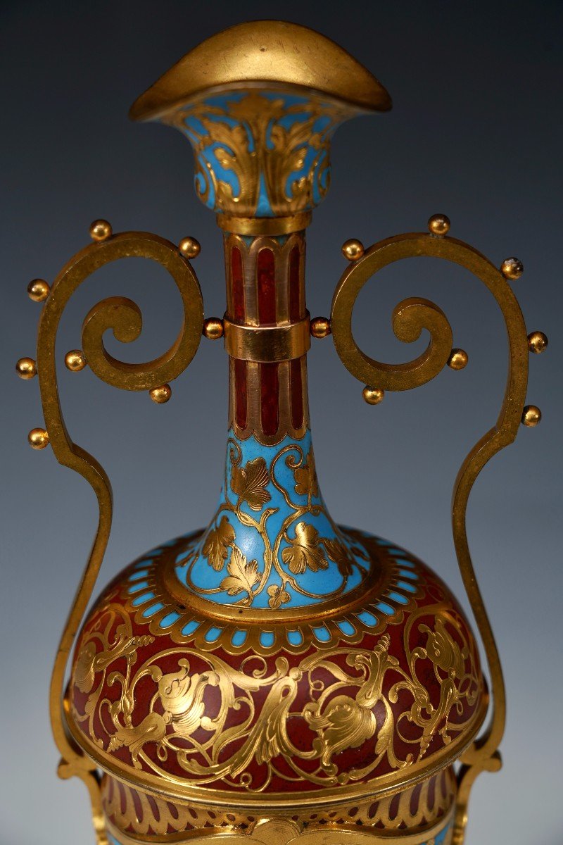 Gilded Bronze And Cloisonne Enamel Ewer By F. Barbedienne, France, Circa 1870-photo-4