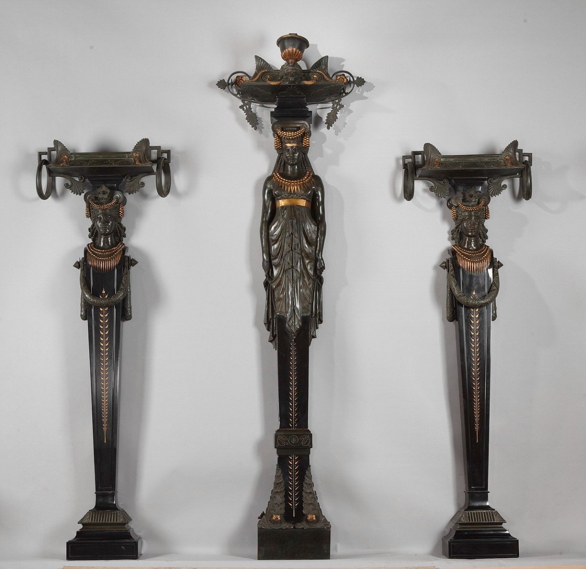 Ensemble De Trois Jardinières Caryatides  Attr. à G. Servant, France, Circa 1875