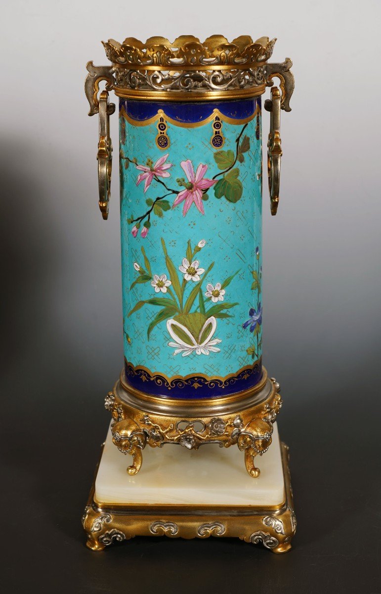 Pair Of "japonisme" Vases Attr. To E. Cornu, France, Circa 1870-photo-3