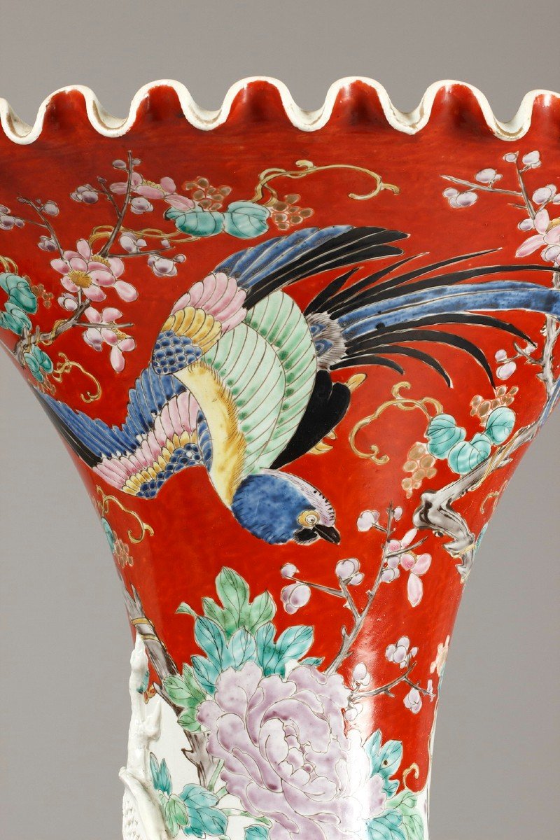 Pair Of Large "imari" Porcelain Vases, Japan, Late 19th Century-photo-2