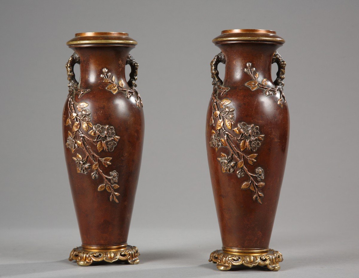 Paire de Vases Japonisants attr. à Susse Frères, France, Circa 1880-photo-2