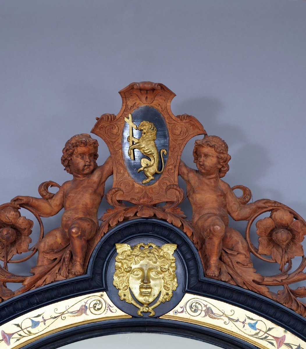 Console With Sphinxes And Its Mirror, Milan - Italy, 19th Century-photo-8