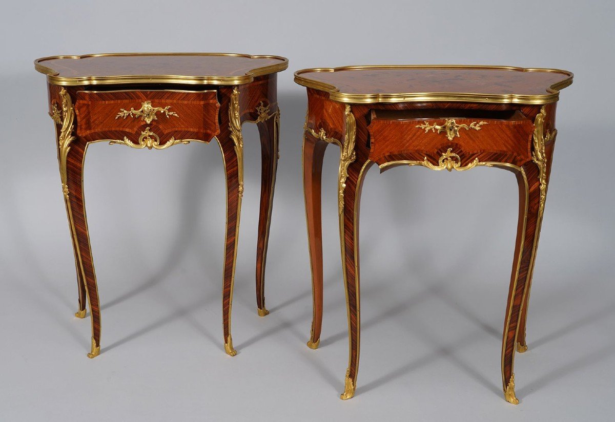 Paire de Tables de Salon attr. à J.E. Zwiener, France, Circa 1885-photo-2