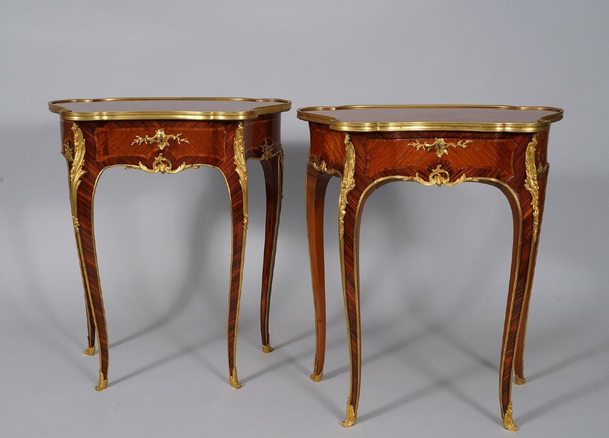 Paire de Tables de Salon attr. à J.E. Zwiener, France, Circa 1885-photo-3