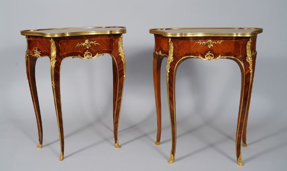 Paire de Tables de Salon attr. à J.E. Zwiener, France, Circa 1885-photo-4