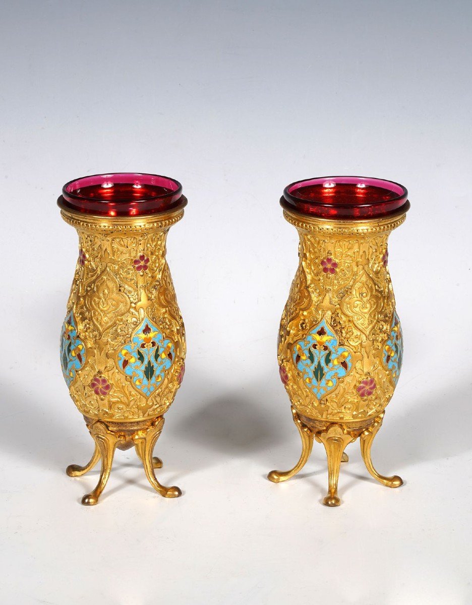 Pair Of Orientalist Vases By F. Barbedienne, France, Circa 1880-photo-3