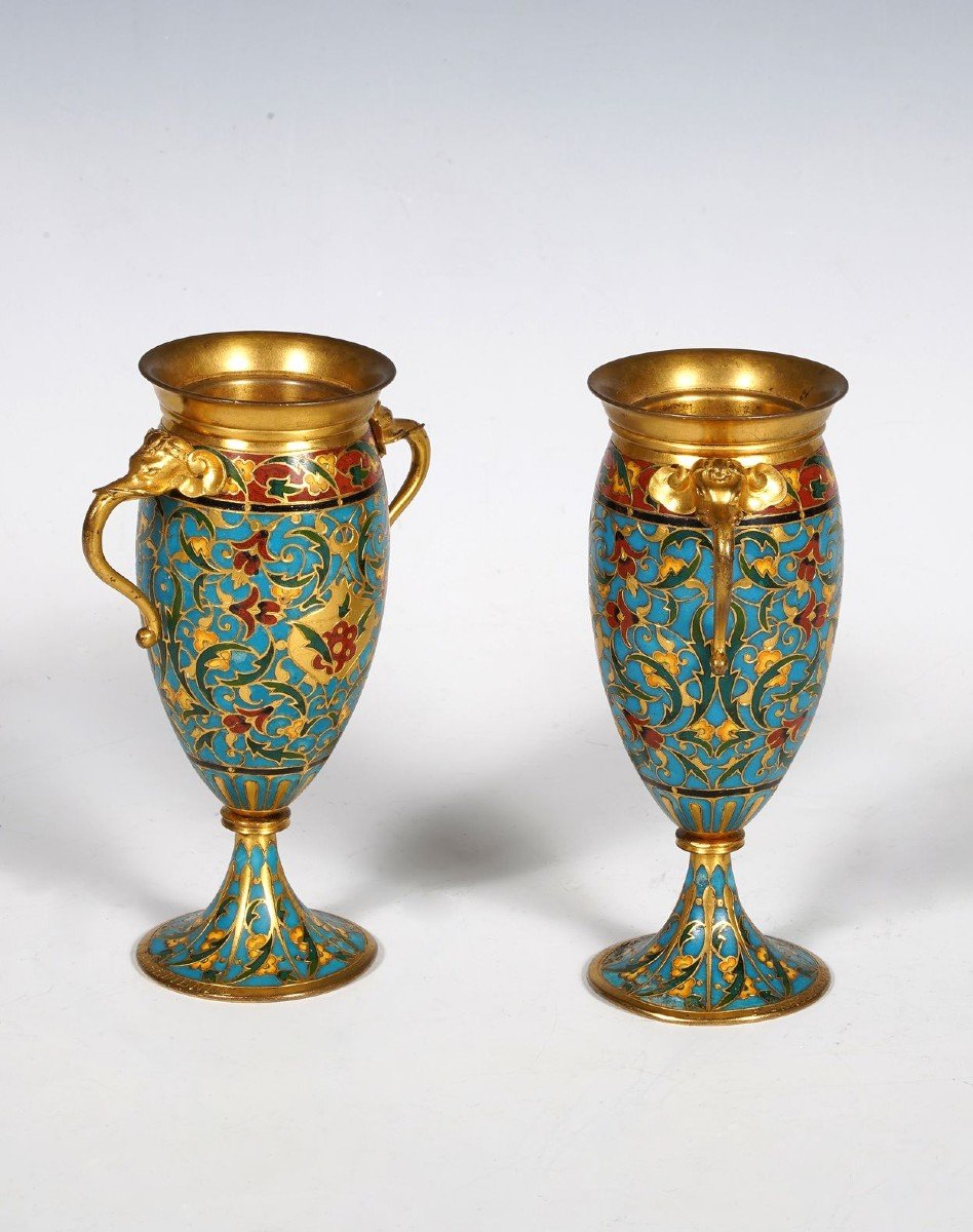 Paire De Vases Aux Elephants Par F. Barbedienne, France, Circa 1880-photo-3