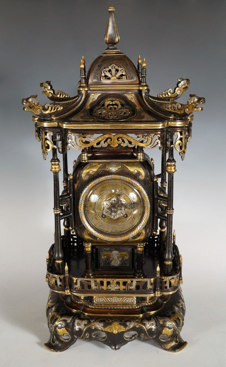 "pagoda" Clock Attr. To l'Escalier De Cristal, France, Circa 1885-photo-3