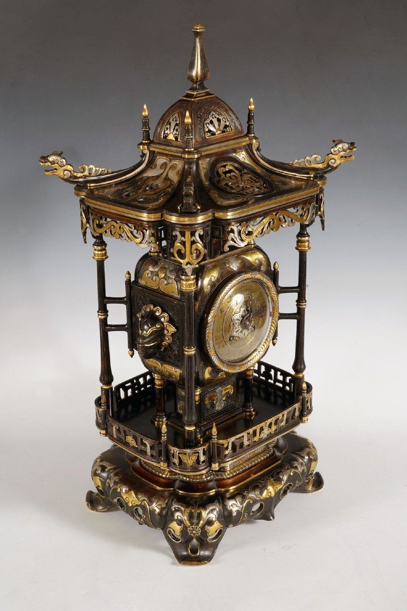 "pagoda" Clock Attr. To l'Escalier De Cristal, France, Circa 1885-photo-4